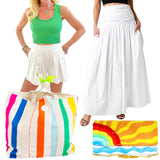 White Shirred Waist Kara Skirt w/ Pockets