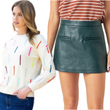 Teal Leather Salita Skort