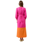 Pink Orange Cotton Mayfield Dress w/ Pockets & Optional Belt