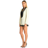 Ivory + Black Satin Contrast Milly Blazer & Shorts (sold separately)