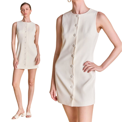 Ivory Textured Button Front Sunny Dress