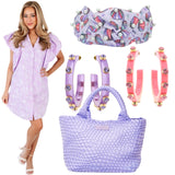 Lilac Flutter Sleeve Palmer Shirt Dress w/Pockets