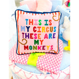 Needlepoint “My Circus” Pillow w/ Velvet Back