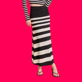 Black Cream Stripe Knit Everly Skirt