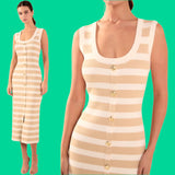 Taupe Sailor Stripe Knit Evelyn Dress