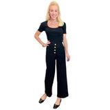 Black Gold Button High Waist Jennifer Pants