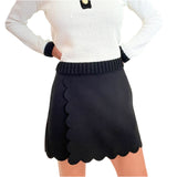 Black Scalloped Edge & Hem High Waisted Hess Skort