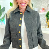 Grey with Gold Buttons Allesso Pea Coat