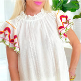 Hand Embroidered Cotton Lilla Top