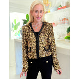 Black & Gold Rope Trimmed Sequin Monte Carlo Jacket