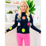 Navy Smiley Face Fine Knit Sweater