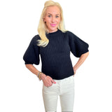 Black Puff Sleeve Helen Sweater