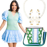 Hand Beaded Turquoise or Trellis Bucket Bag