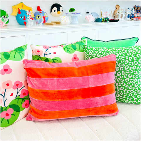 XL Pink & Orange Luxe Silk Velvet Lumbar Pillow