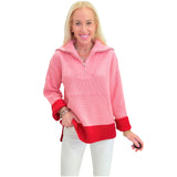 Pink & Red Zip Front Amelia Sweater