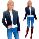 Navy Cropped Mena Blazer