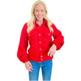 Holiday Red Tweed Mary Jacket