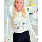 Black & Ivory Stitched Stacy Cardigan