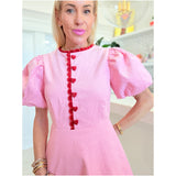 Pink Corduroy Heart Button Brice Dress