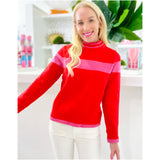 Pink & Red Mock Neck Betty Sweater