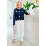 Gold Button Navy Tweed Clementine Dress & Jacket (sold separately)