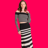 Black Cream Stripe Knit Everly Skirt