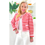 Pink & Red Knit Sutton Jacket
