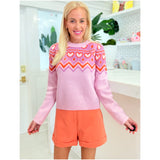 Pink Orange Hearts Rhonda Sweater