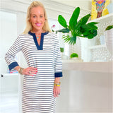 Soft Jersey Knit Navy Sailor Stripe Jones Dress