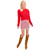 Red & Ivory Knit Jacks Skirt