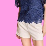 Ivory High Waist Linen Abby Shorts