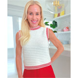 Off White & Red Knit Milly Top