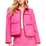 Pink & Red Scallop Embroidered Tweed Herla Skirt & Jacket (sold separately)