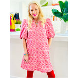 Pink Puff Sleeve Annabelle Dress