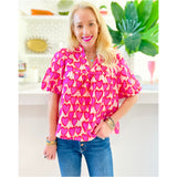 Puff Sleeve Happy Hearts Top