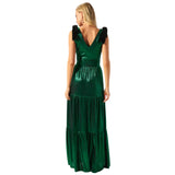 Emerald Liquid Satin w/ VELVET BOWS Cannes Dress