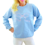 Blue & Pink Embroidered Bow with Heart Sweatshirt