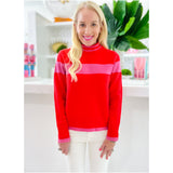 Pink & Red Mock Neck Betty Sweater