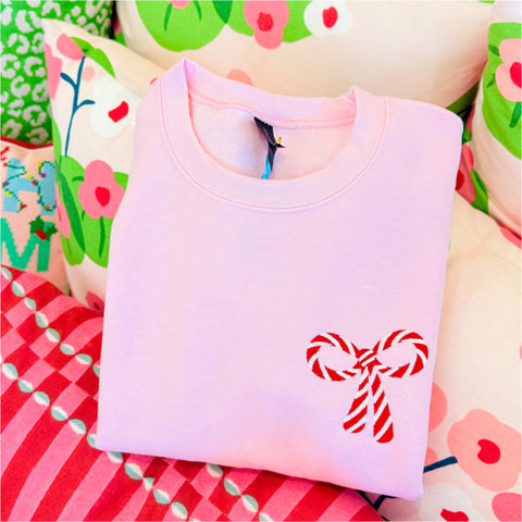 Embroidered Candy Cane Holiday Sweatshirt