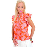 Lavender & Orange Floral Cotton Elsie Top