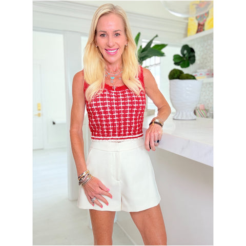 Red & Cream Knit Smith Top