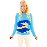 Blue Terrycloth Wave Soft Knit Oceana Sweater