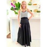 Black Shirred Waist Kara Skirt w/ Pockets