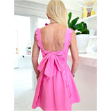 Pink Scalloped BOW Back Cotton Elle Dress