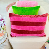 XL Hot Pink & Merlot Luxe Silk Velvet Lumbar Pillow