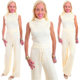 Ivory Cable Knit Valentina Top & Pants (sold separately)