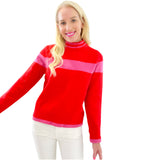 Pink & Red Mock Neck Betty Sweater