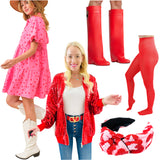 Pink & Red Denim Hearts on Fire Dress