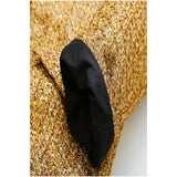 Metallic Gold Tweed Asha Jacket w/ Black Satin Cuff Contrast