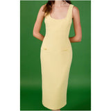 Buttercream Tweed Lila Dress with Decorative Buttons